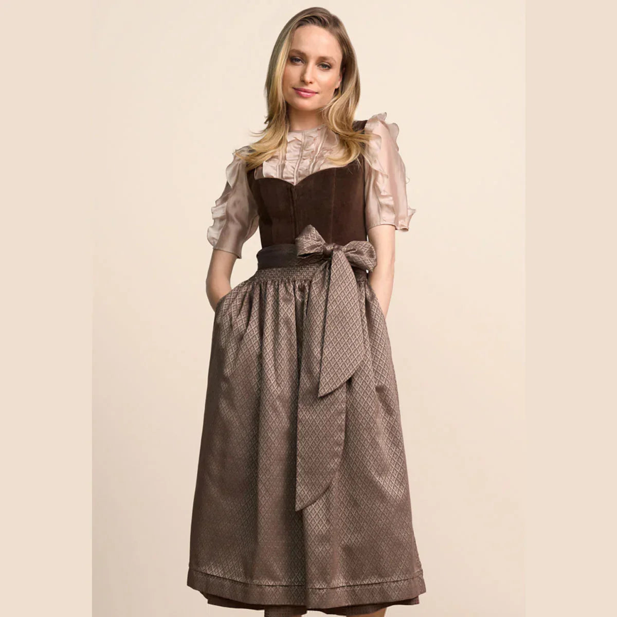 Krüger Dirndl Braun Midi-Länge - Natürlich & Stilvoll