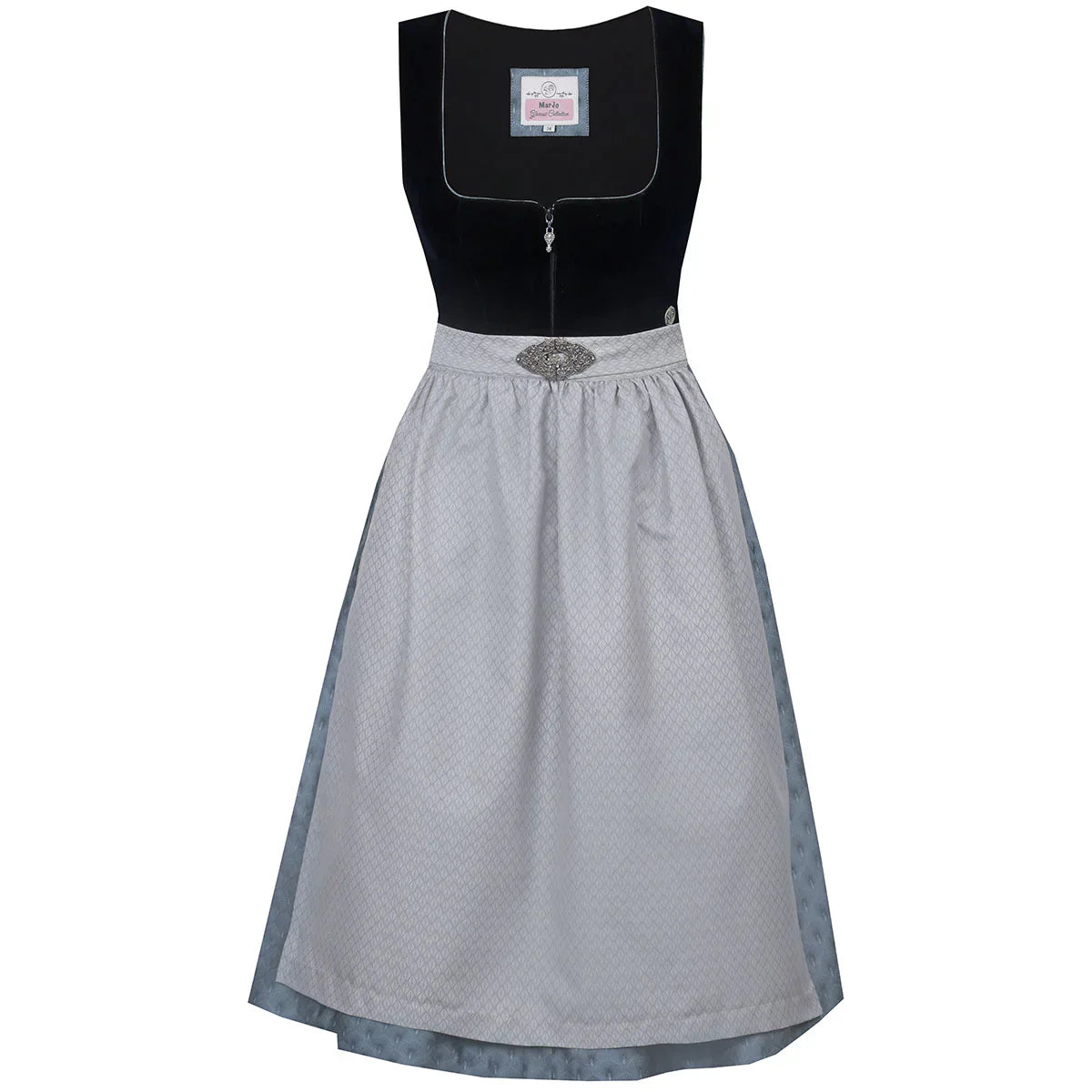 MarJo Dirndl Dunkelblau mit SchĂŒrze â elegantes Trachtenkleid fĂŒr Damen