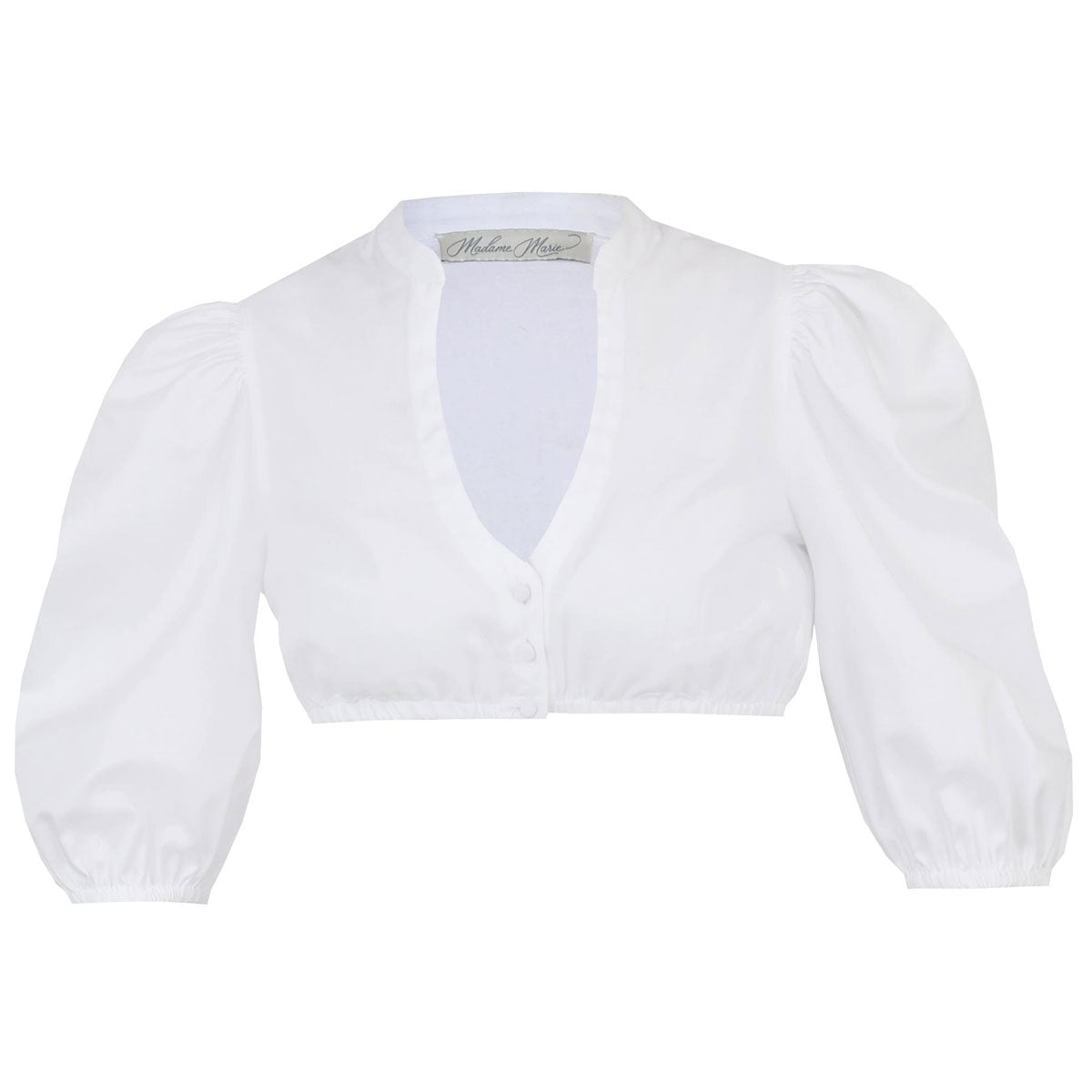 Dirndlbluse in Größe 50 in Weiß mit Halbarm und Puffärmel von Madame Marie