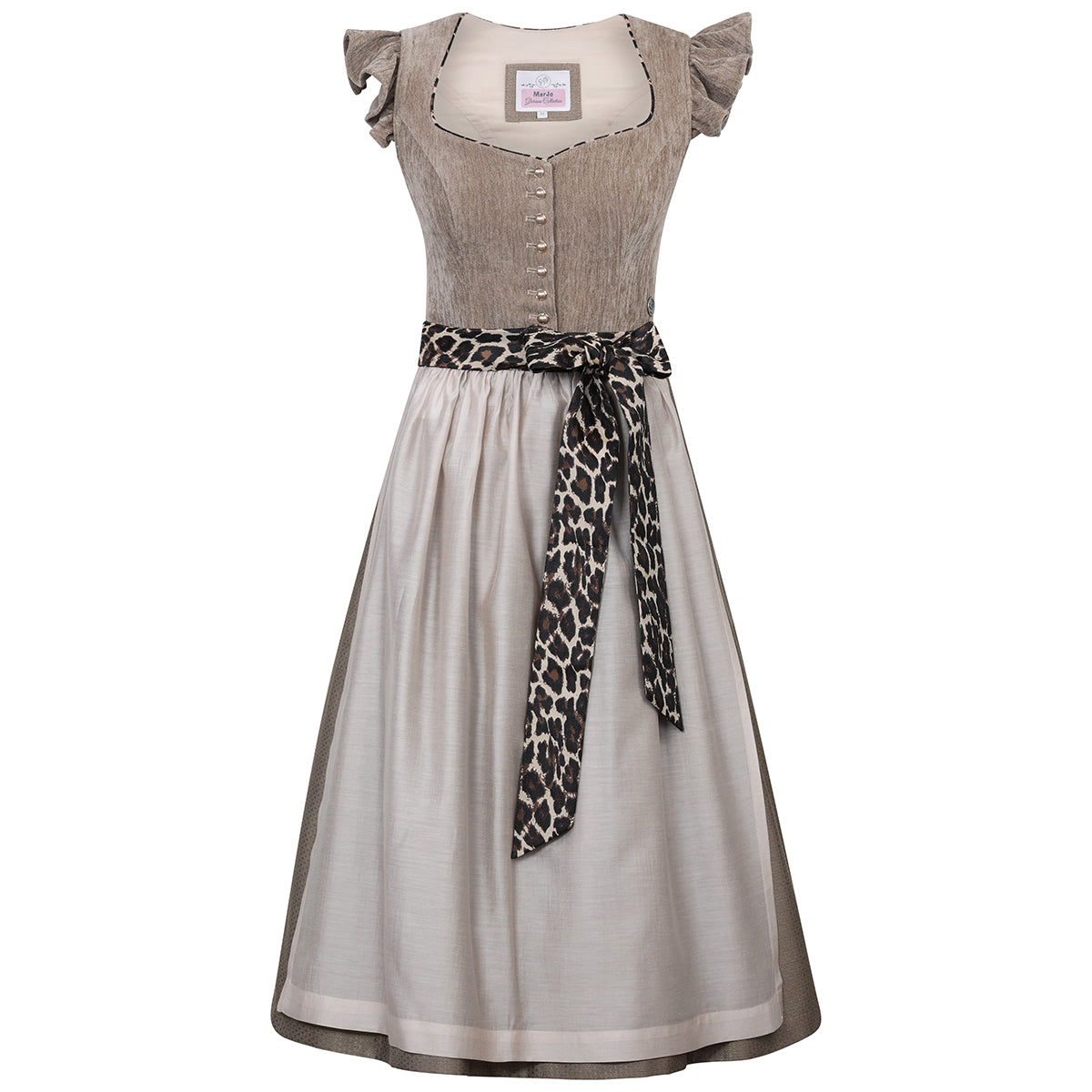 Dirndl Leo mit modernem Animal-Print und elegantem Trachtenkleid für Oktoberfest und festliche Anlässe