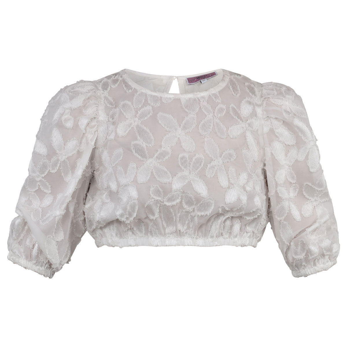 Dirndlbluse mit Dreiviertelarm in Off White und Puffärmel von MarJo für Herbstfeste und Trachtenhochzeiten