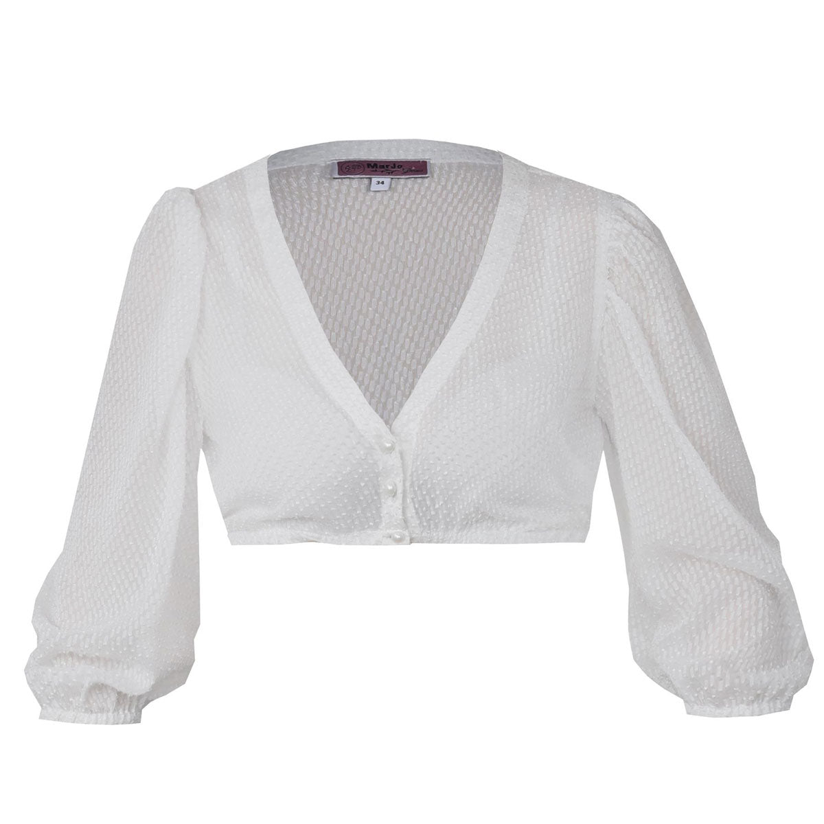 Dirndlbluse mit Puffarm in Off White und Dreiviertelarm von MarJo