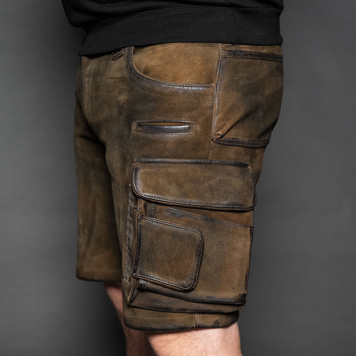 Datschi Trachten Cargo Lederhose Xaver Shorts Braun - Datschi Trachten