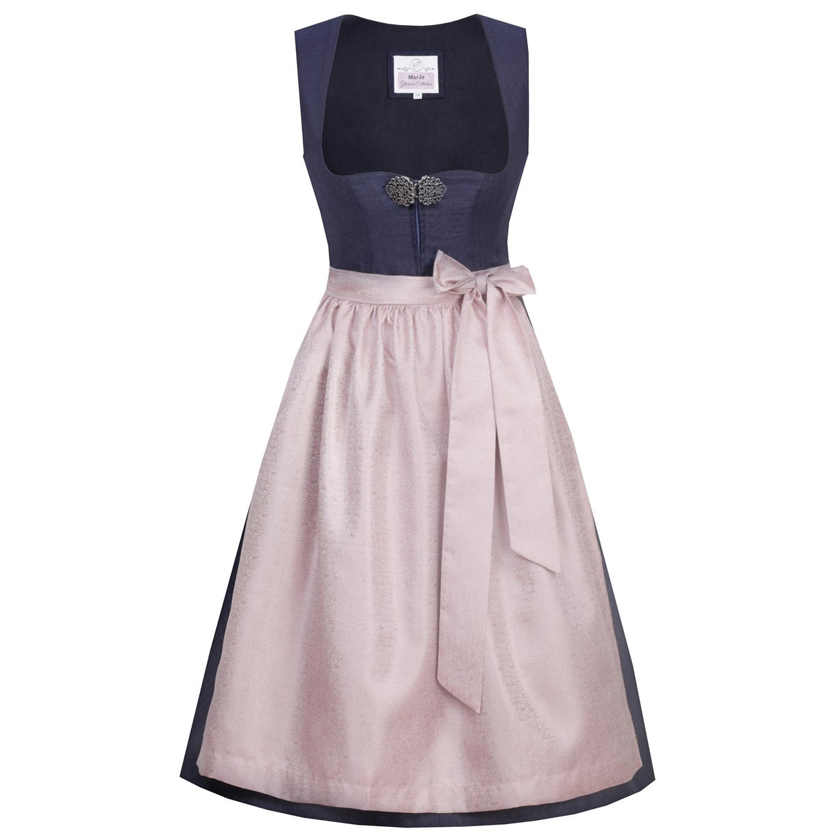 MarJo Dirndl Codi Nachtblau Rosa Zeitlos 65cm mit Reißverschluss und Schleife Farbe: Rosa, Nachtblau, Blau