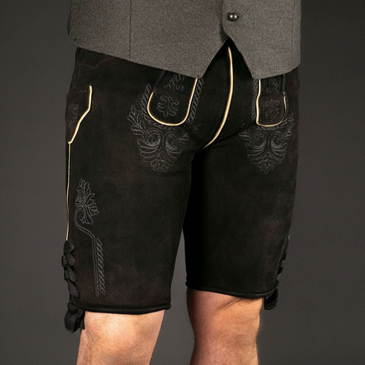 Datschi Trachten Lederhose Eugen Braun Anthrazit - Datschi Trachten