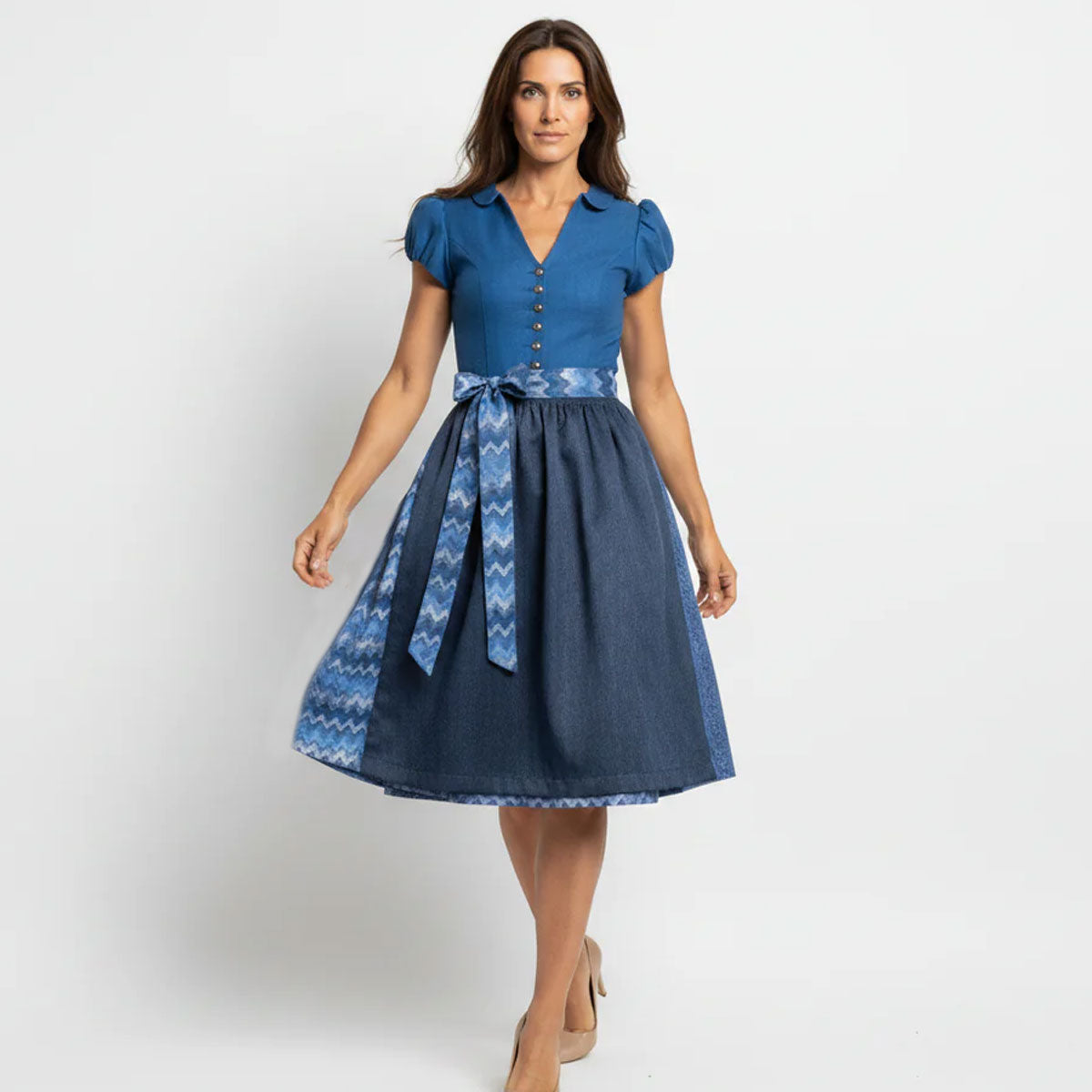 Elli & Juliette Dirndl Bobbi Ophelia Mittelblau mit Puffarm