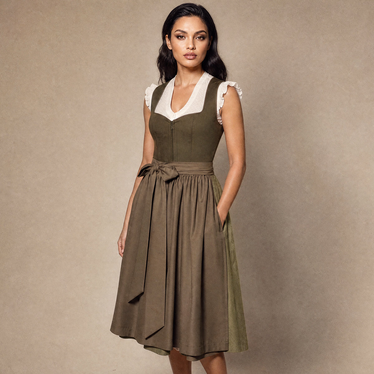 Elli & Juliette Dirndl Celeste Oliv Reißverschluss 70 cm