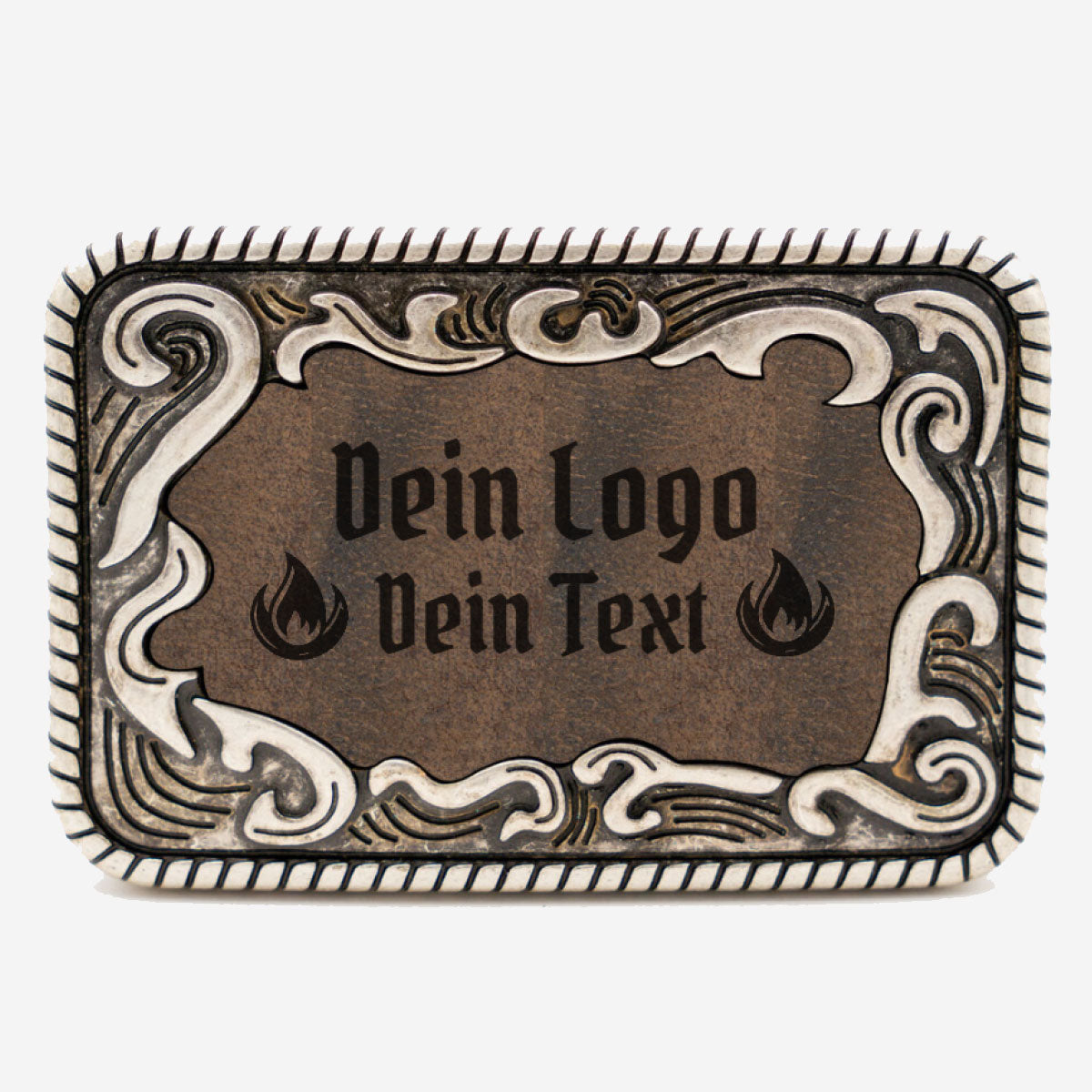 Gürtelschnalle Tracht mit eigenem Logo Silber Antik ab 1 Stk. - Datschi Trachten
