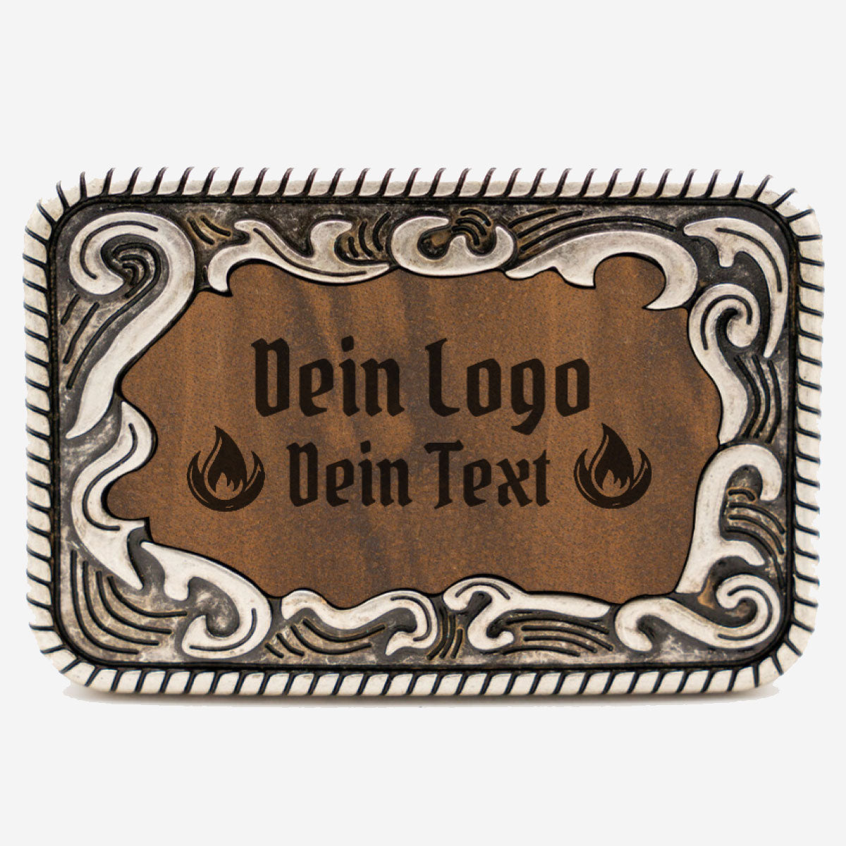 Gürtelschnalle Tracht mit eigenem Logo Silber Antik ab 1 Stk. - Datschi Trachten