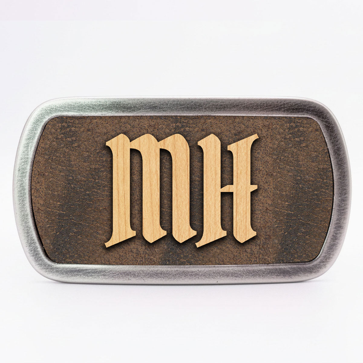 Gürtelschnalle mit Initialen Leder und Holz Kombination ab 1 Stk. - Datschi Trachten