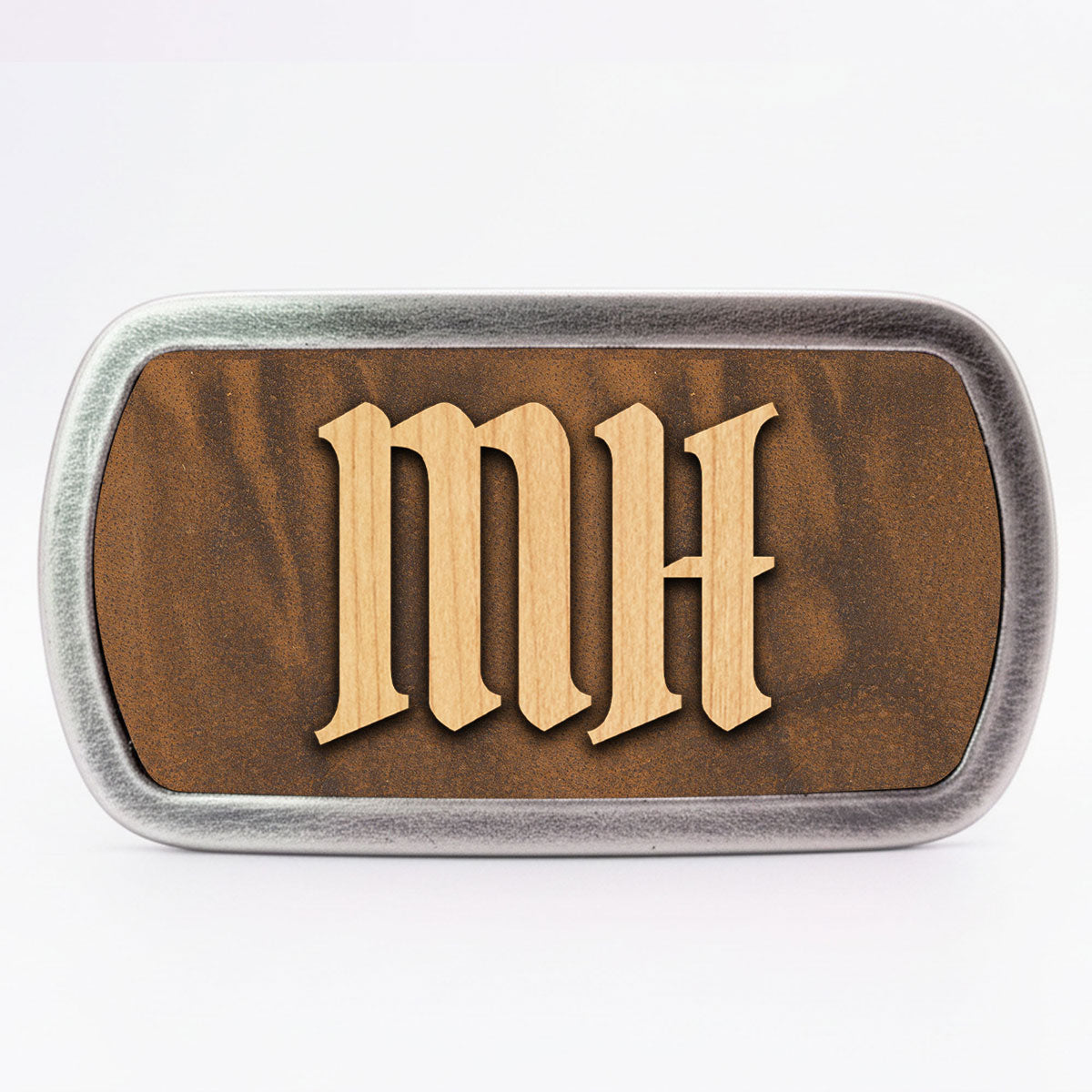 Gürtelschnalle mit Initialen Leder und Holz Kombination ab 1 Stk. - Datschi Trachten