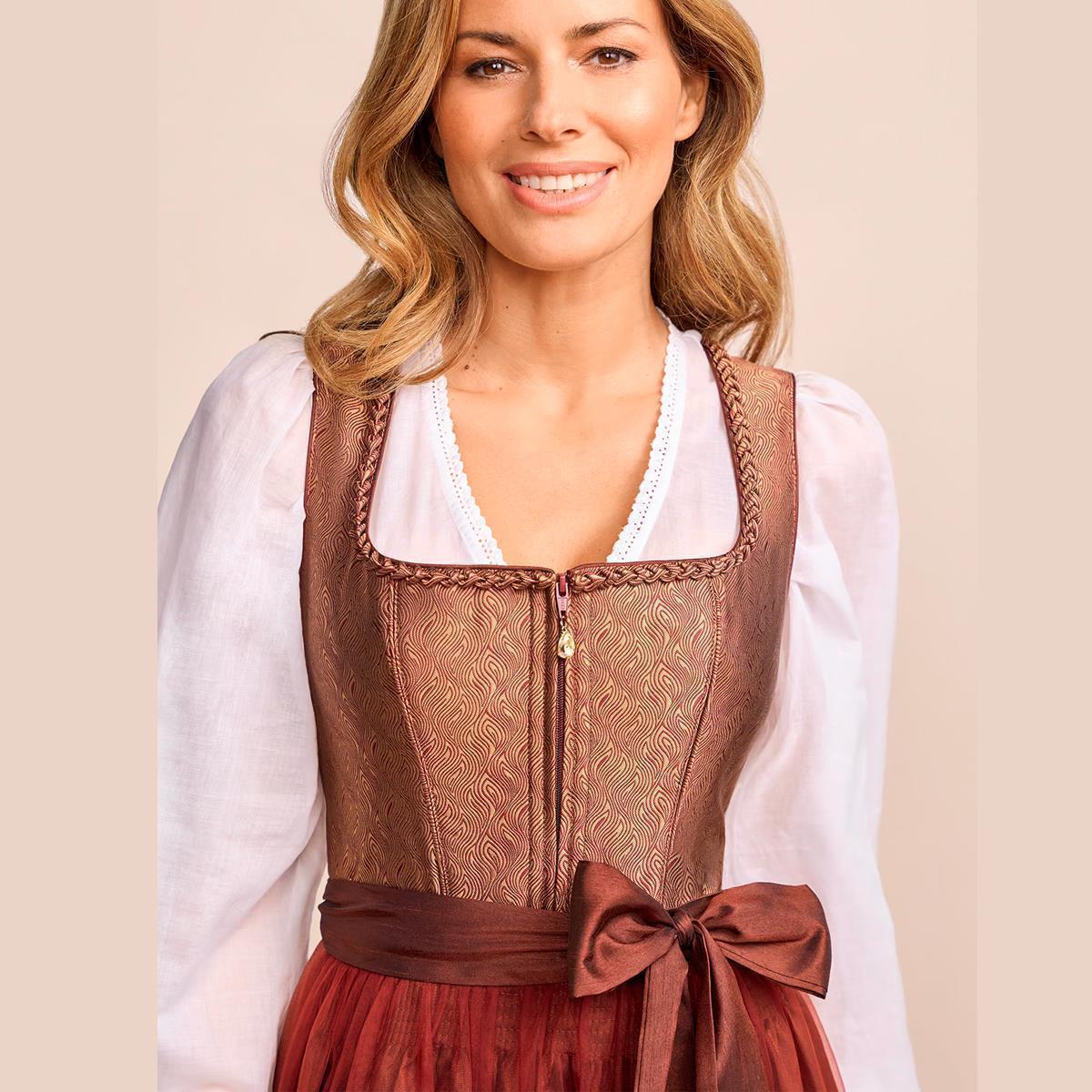 Krüger Dirndl Tamika Rost Braun Bronze Elegant 70cm - Datschi Trachten