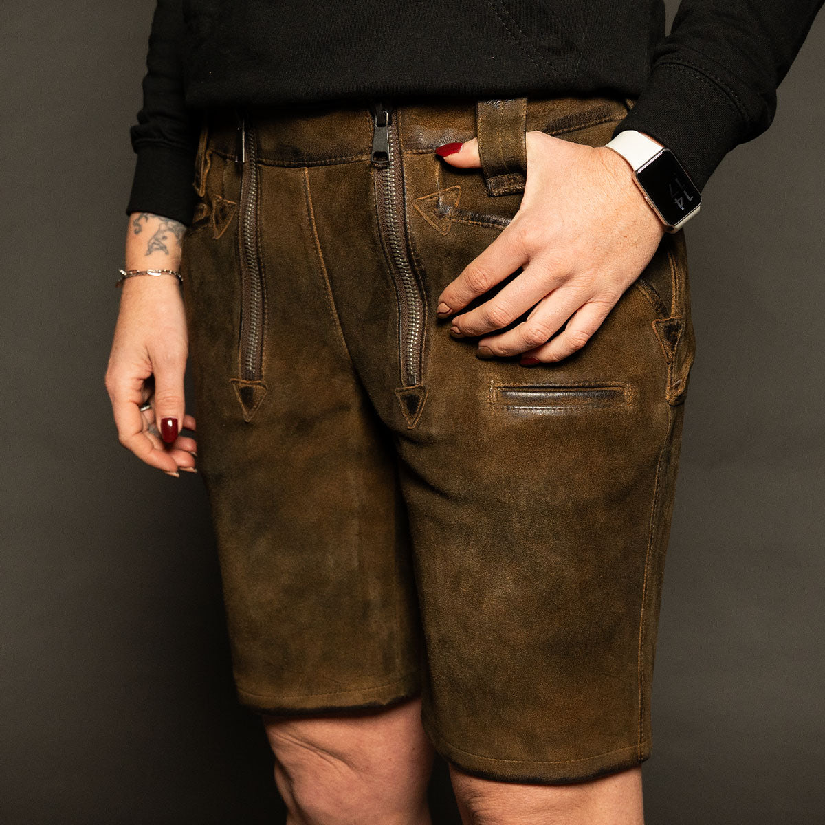 Datschi Trachten Damen Zunft Lederhose Richtfest Braun Wildbock Leder - Datschi Trachten