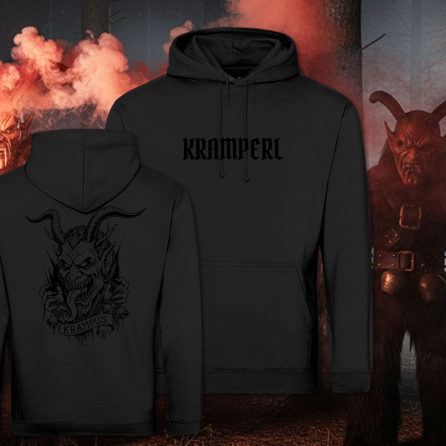 Kramperl Hoodie Schwarz Krampus Kapuzenpullover - Datschi Trachten