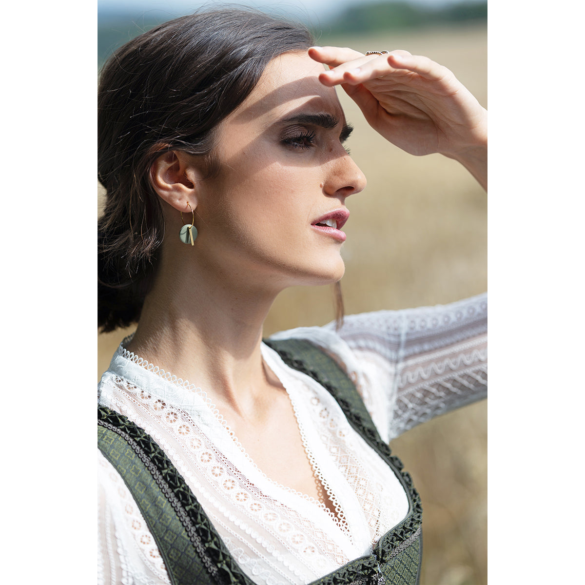 MarJo Dirndl Eschau Moos 65cm mit Borte