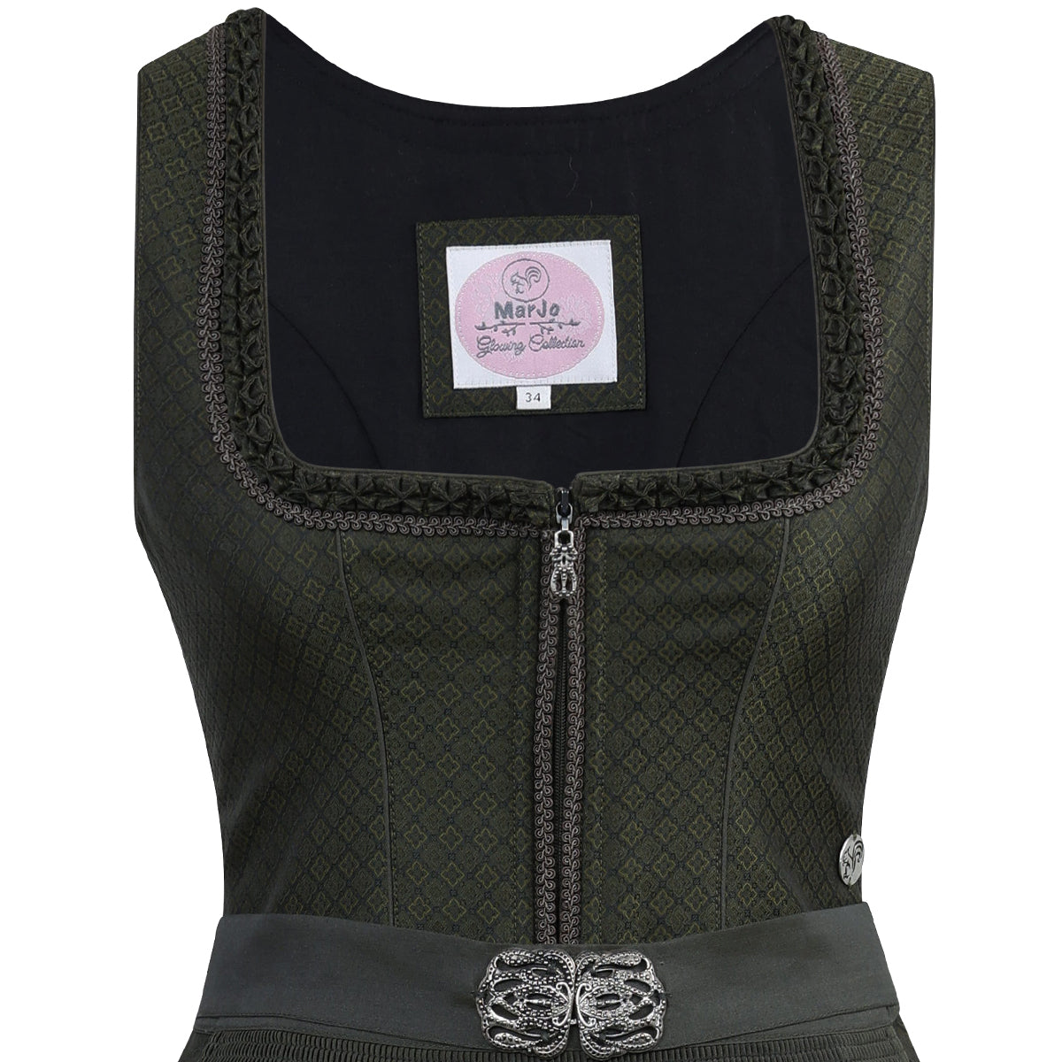 MarJo Dirndl Eschau Moos 65cm mit Borte
