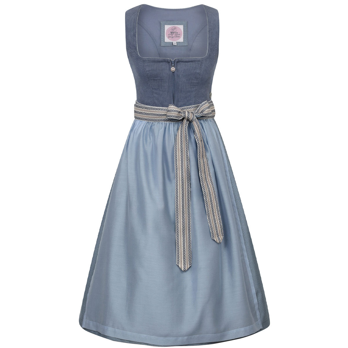 MarJo Dirndl Freudensee Himmelblau Gerader Ausschnitt Cord 70cm