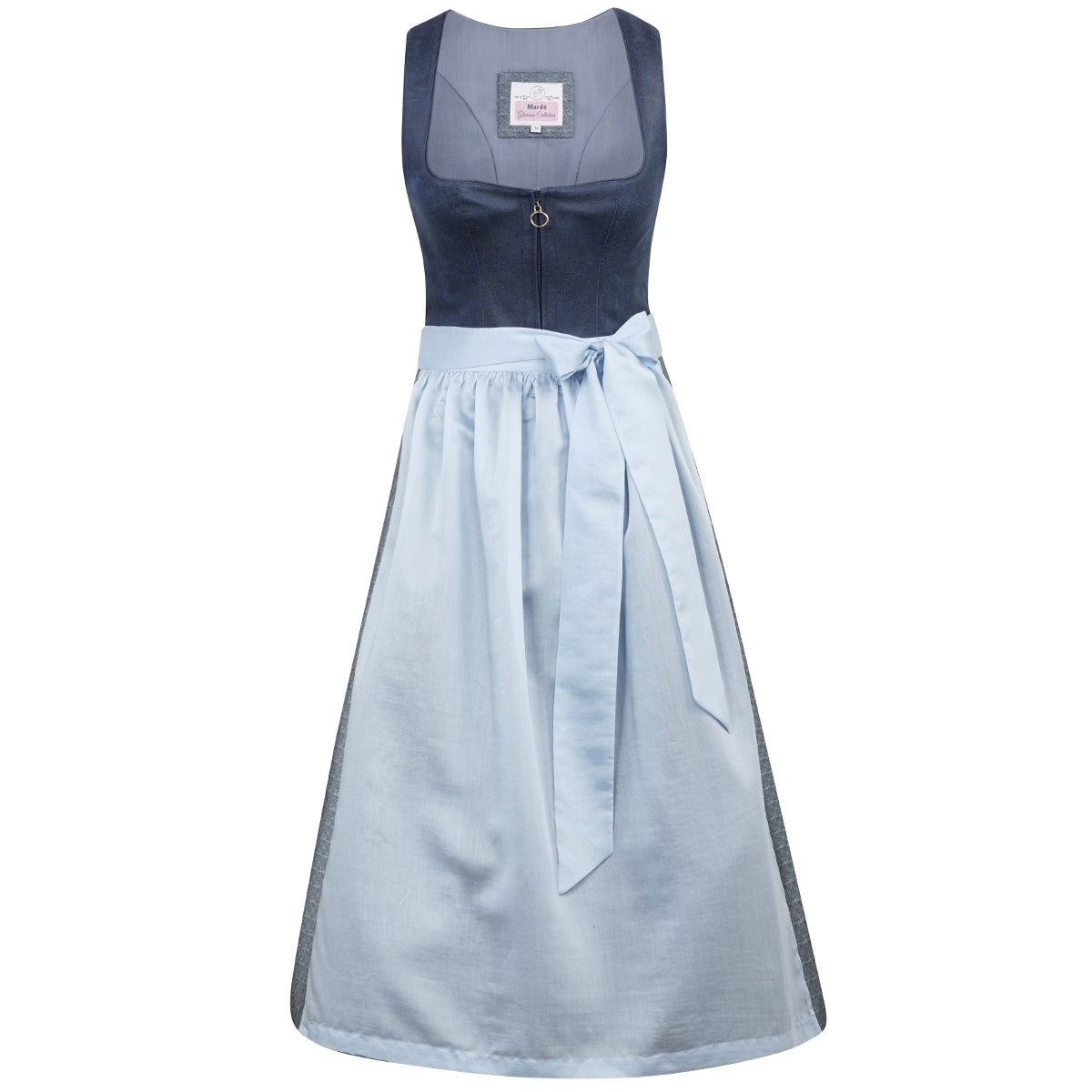 MarJo Dirndl Petershausen Vintage Blue-Himmelblau 70cm Reißverschluss