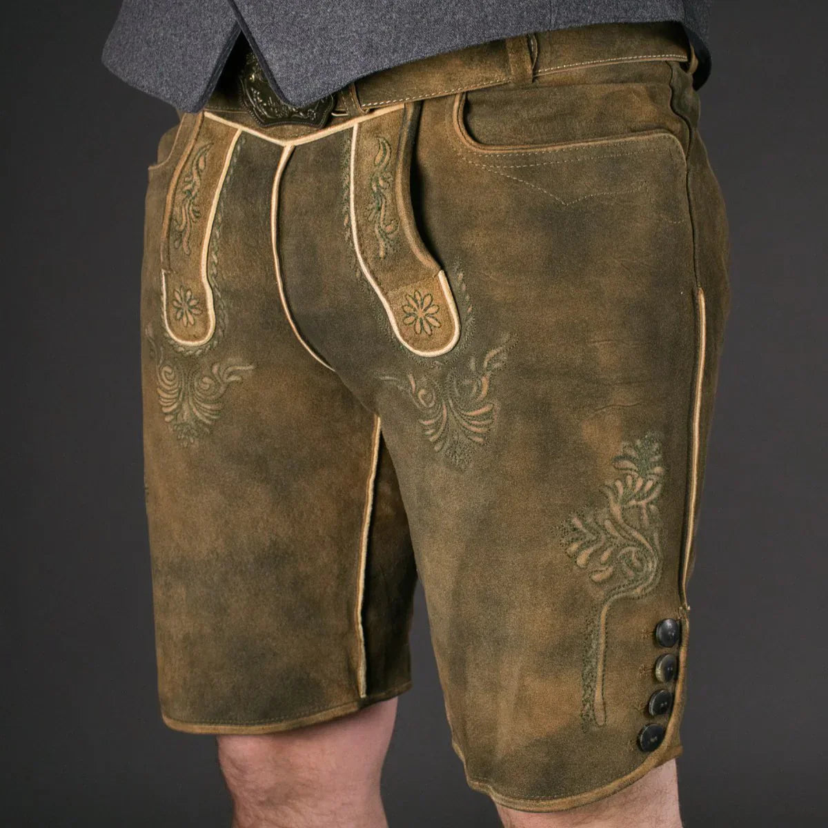 Lederhose grün mit Stickerei | hochwertige Trachtenmode