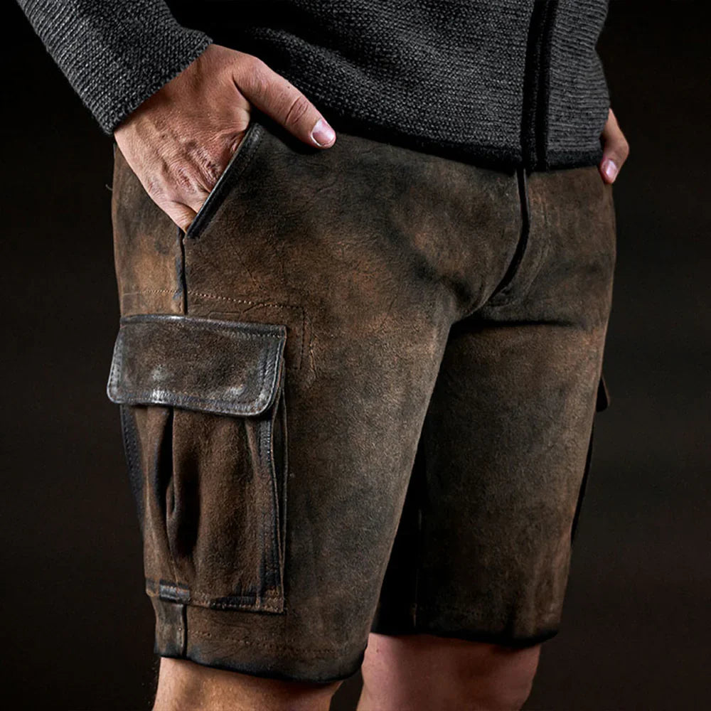 Moderne bayerische Herren-Lederhose in XXL aus weichem Wildbockleder