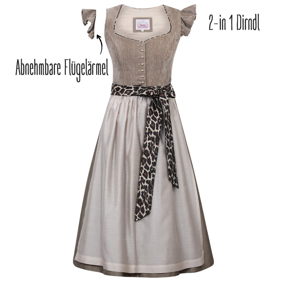 MarJo Dirndl mit abnehmbaren Flügelarm - Traditionelles 2 in 1 Dirndl 