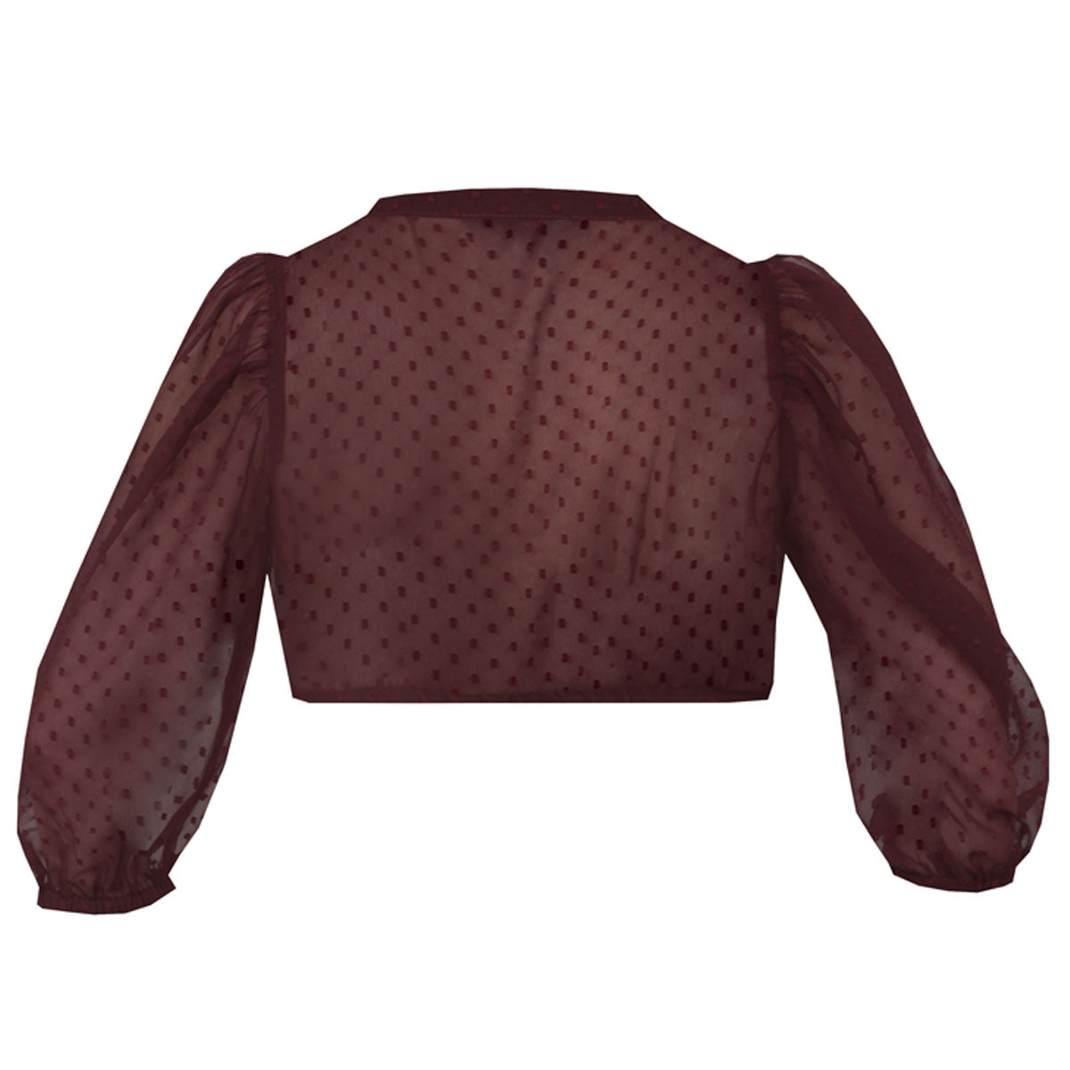 Dirndlbluse in Größe 52 in Bordeaux mit Dreiviertelarm und Puffärmel von MarJo
