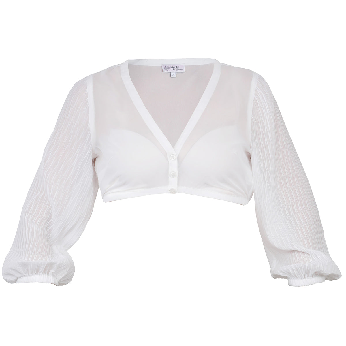 Dirndlbluse mit Knöpfen in Weiß und Dreiviertelarm von MarJo