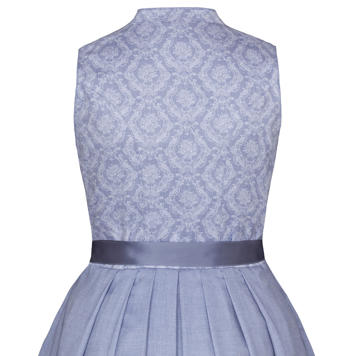 Alpenfee Dirndl Lara Hellblau 60cm Hochgeschlossen Blumenmuster - Datschi Trachten