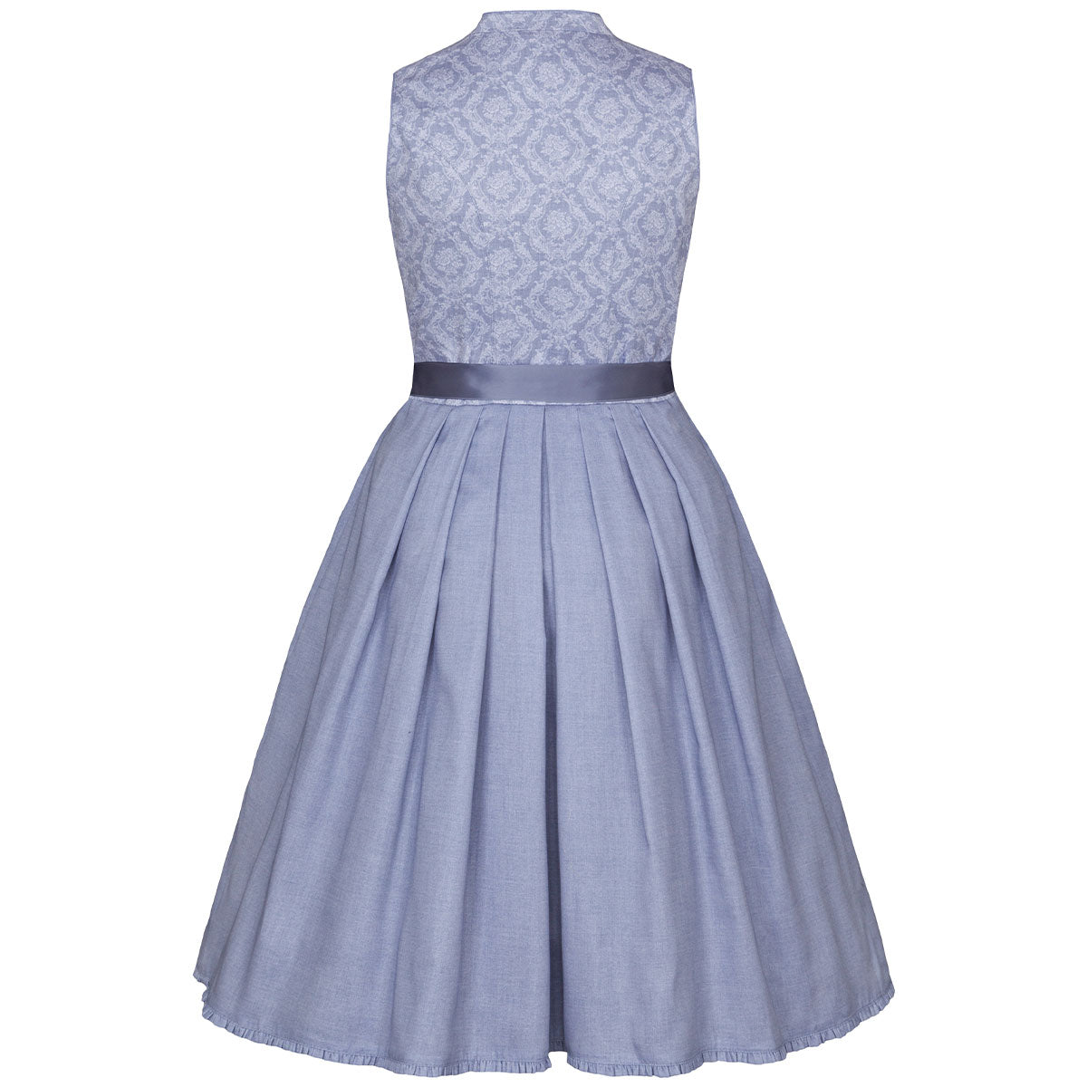 Alpenfee Dirndl Lara Hellblau 60cm Hochgeschlossen Blumenmuster - Datschi Trachten