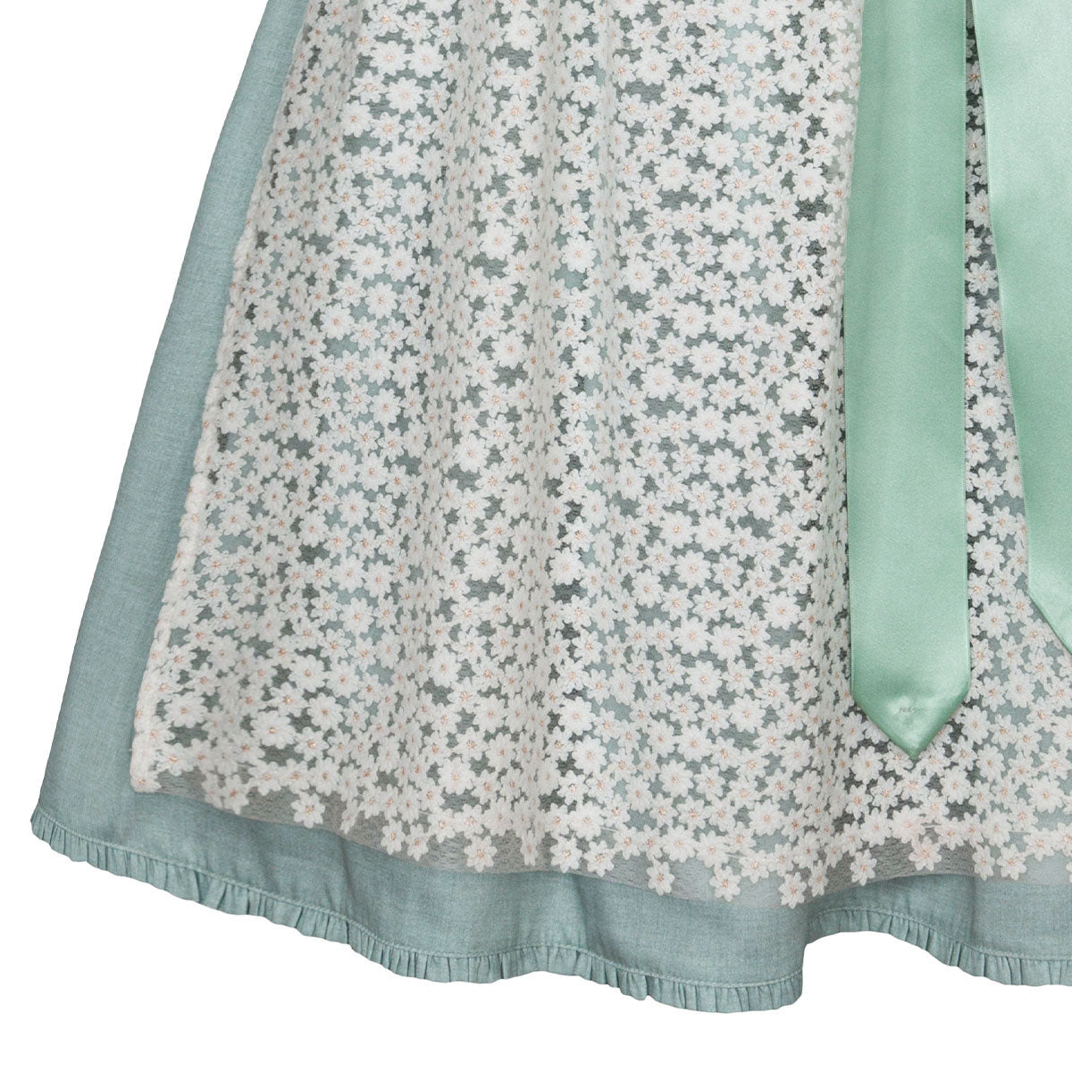 Alpenfee Dirndl Lara Mint Grün 60cm Hochgeschlossen Blumenmuster - Datschi Trachten