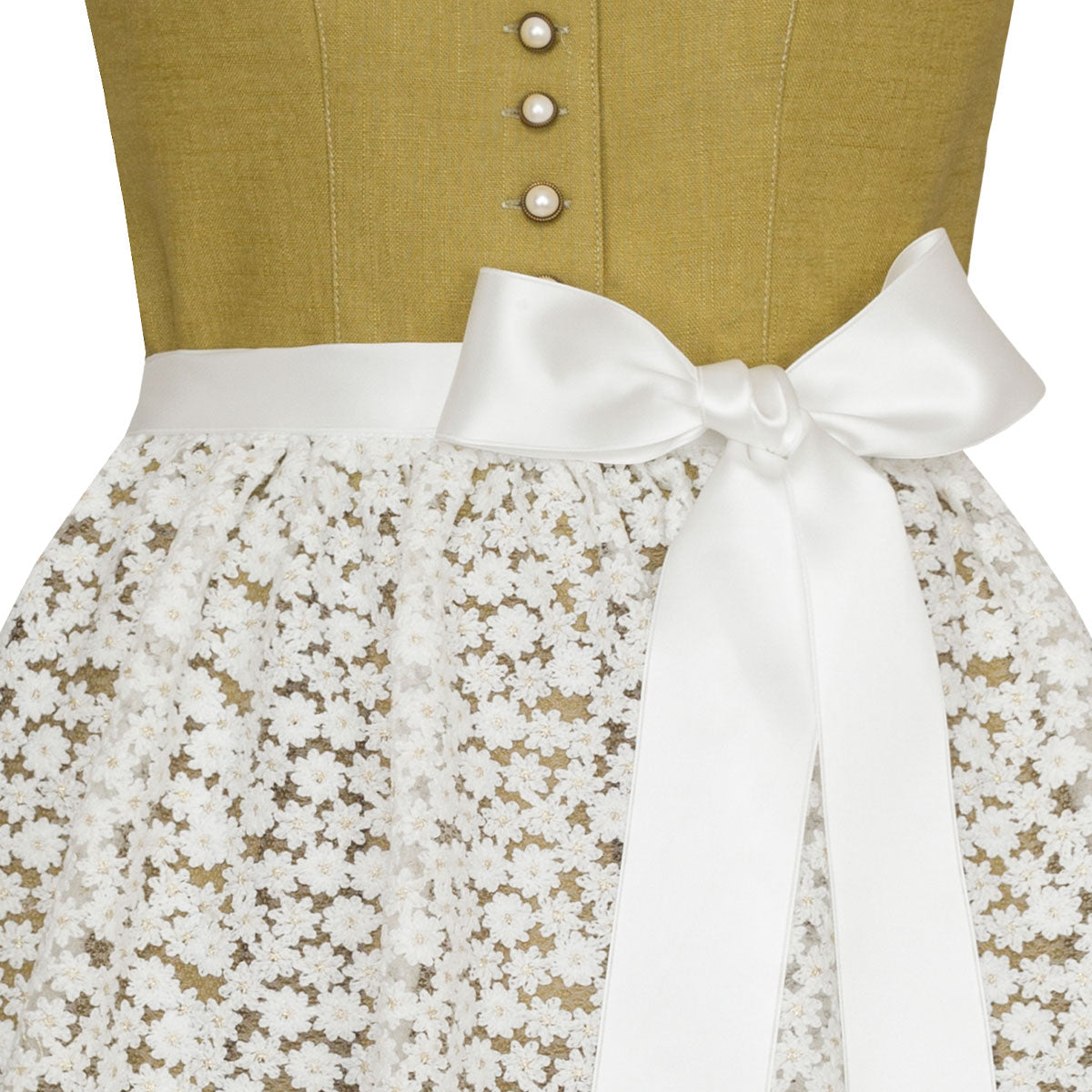 Alpenfee Dirndl Xara Moos Grün Hochgeschlossen 60cm - Datschi Trachten