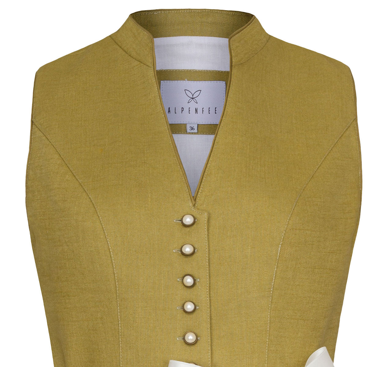 Alpenfee Dirndl Xara Moos Grün Hochgeschlossen 60cm - Datschi Trachten