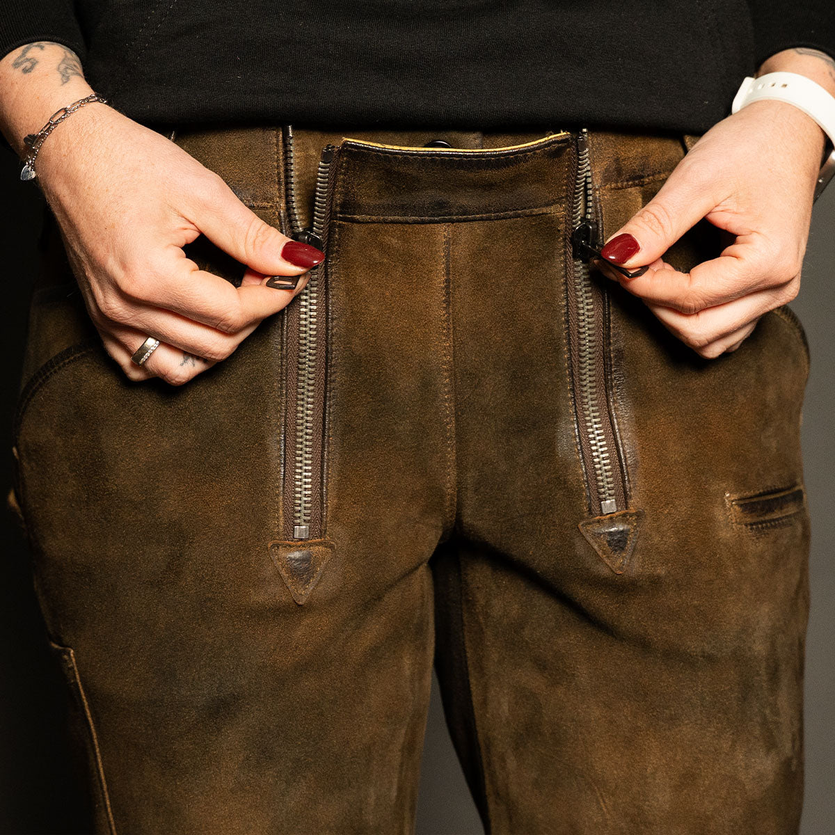 Datschi Trachten Damen Zunft Lederhose Richtfest Braun Wildbock Leder - Datschi Trachten