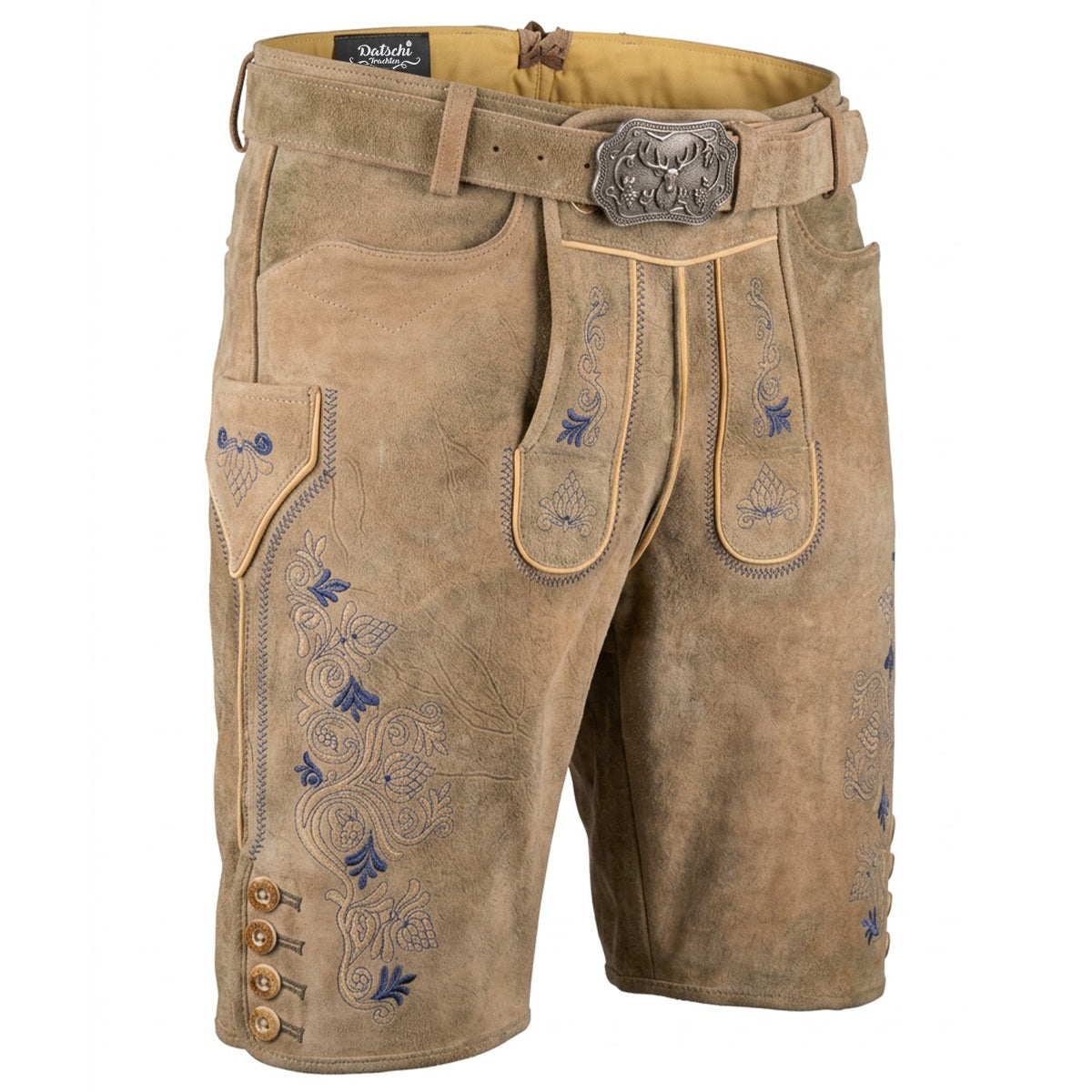Datschi Trachten Lederhose Max mit blauer Stickerei