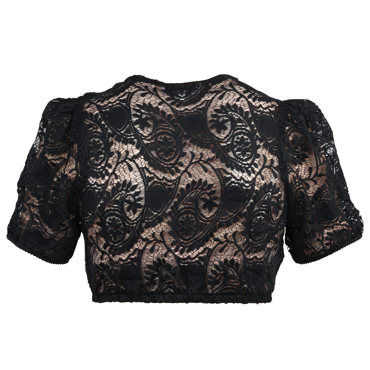 MarJo Dirndlbluse Bichlbach Schwarz Kurzarm Puffarm