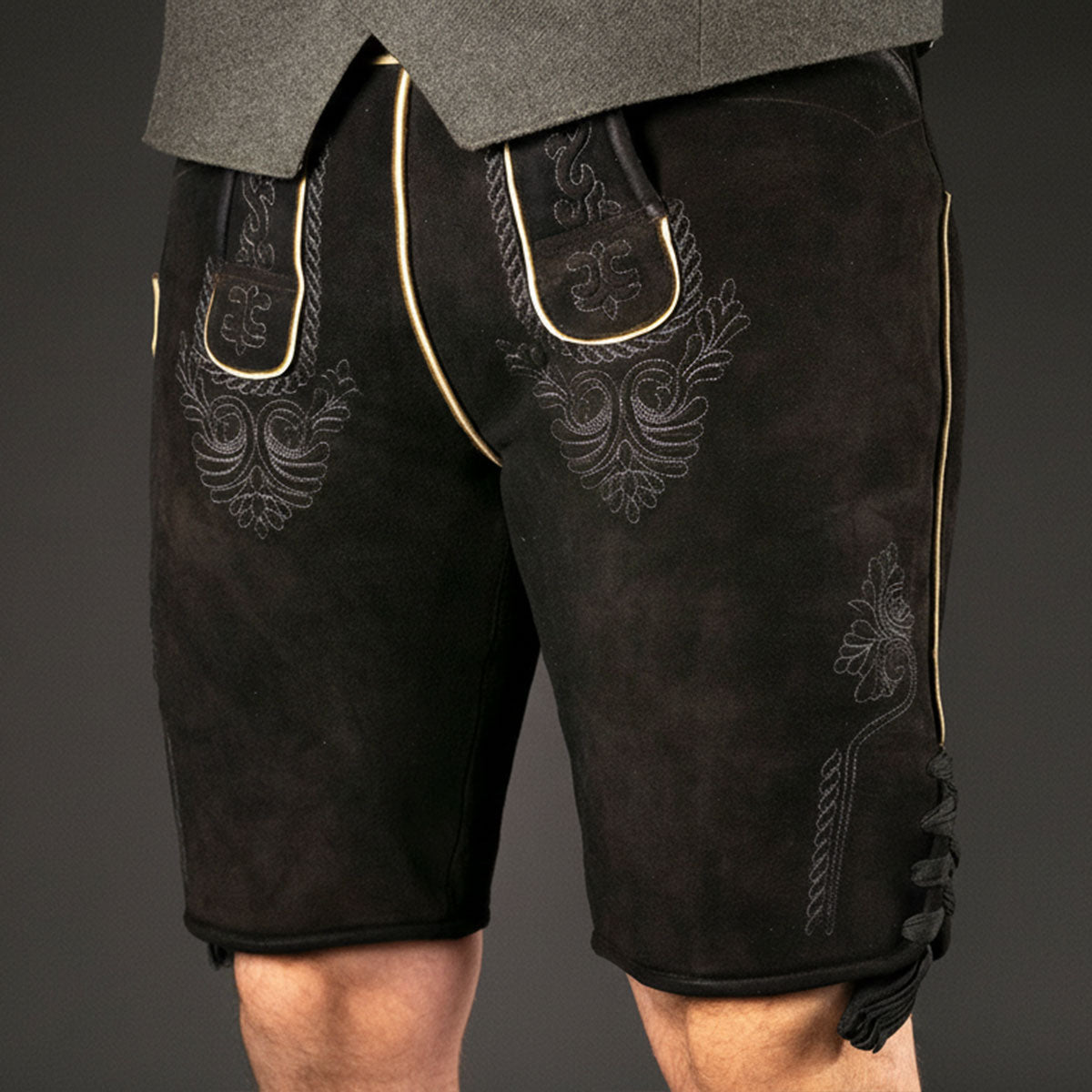 Datschi Trachten Lederhose Eugen Braun Anthrazit - Datschi Trachten