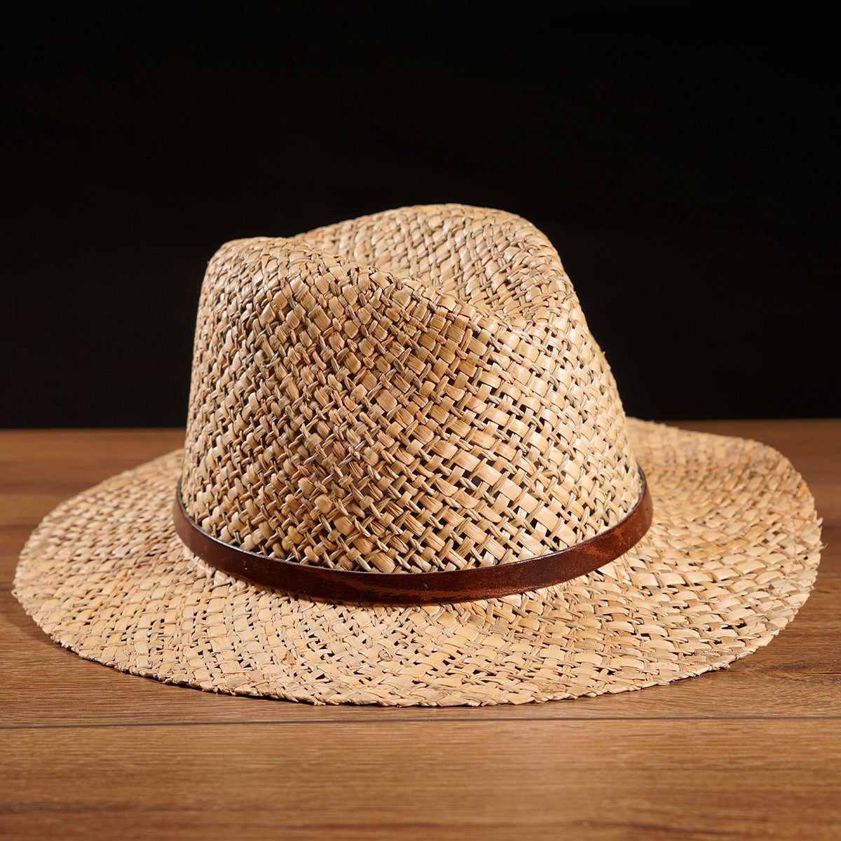 Strohhut Herren mit Lederriemen Grob