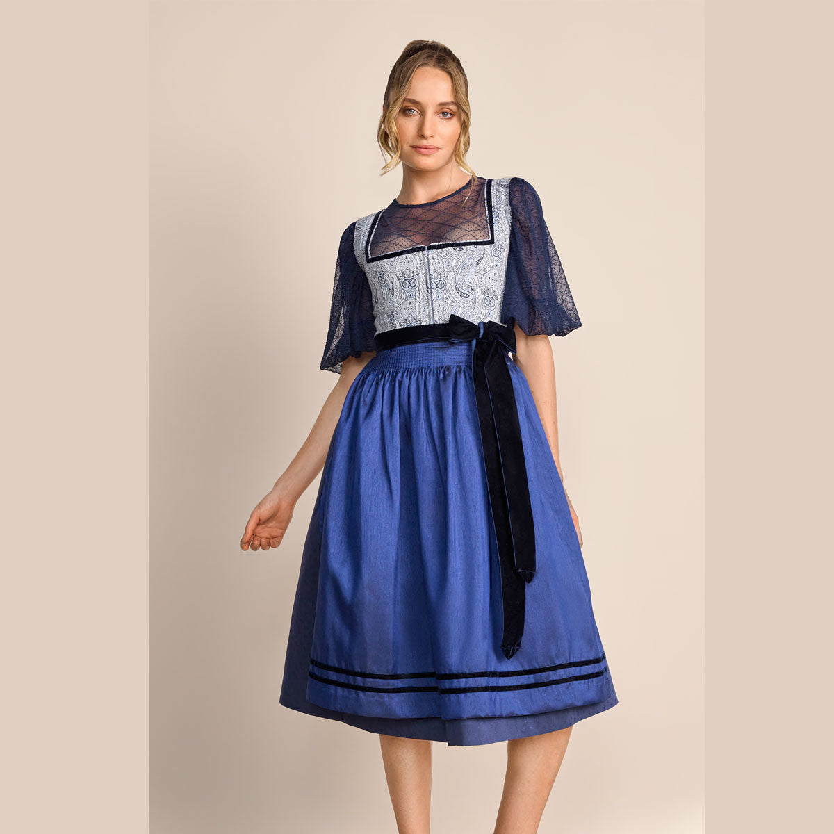 Krüger Dirndl Callista Blau mit Reißverschluss 70cm - Datschi Trachten
