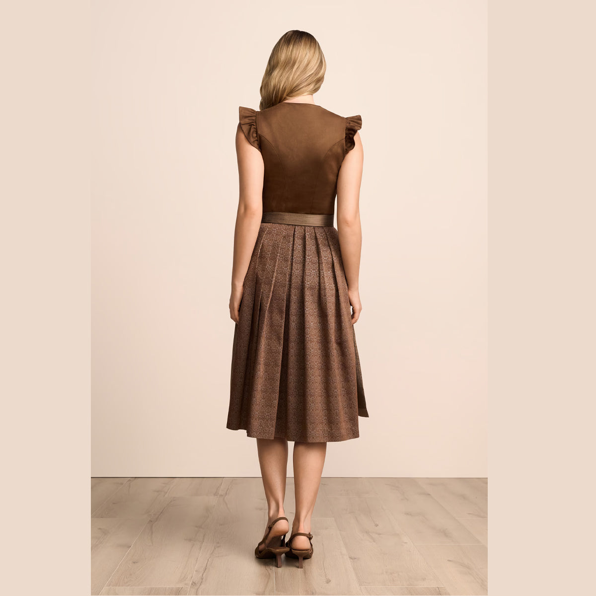 Krüger Dirndl Carlacia 70cm Braun mit Flügelärmel