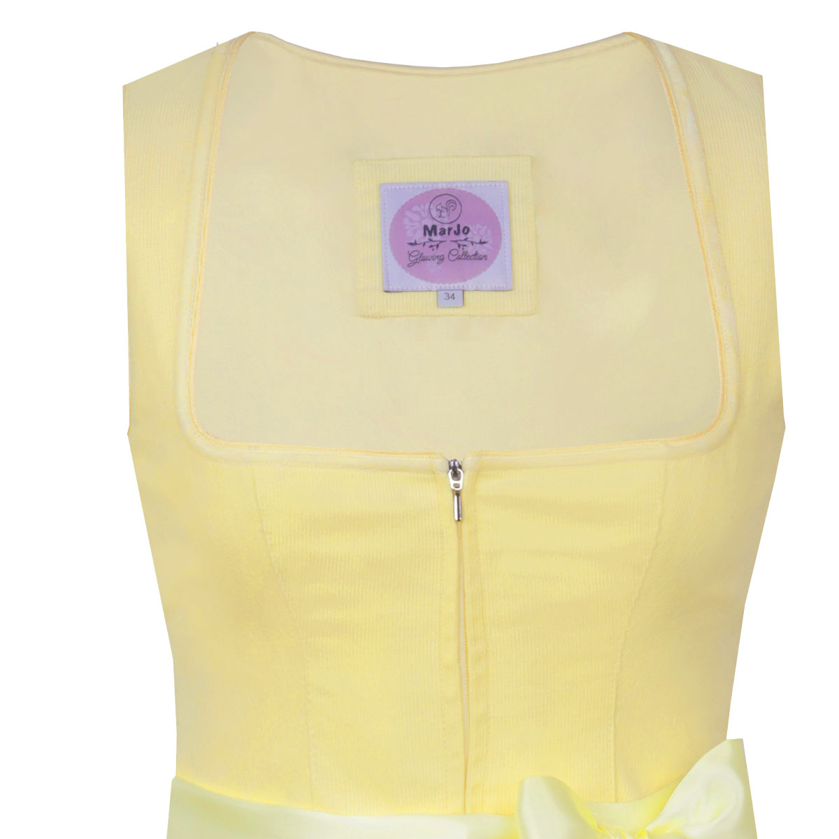 MarJo Dirndl Hofstetten Zitrone Reißverschluss 65 cm - Datschi Trachten