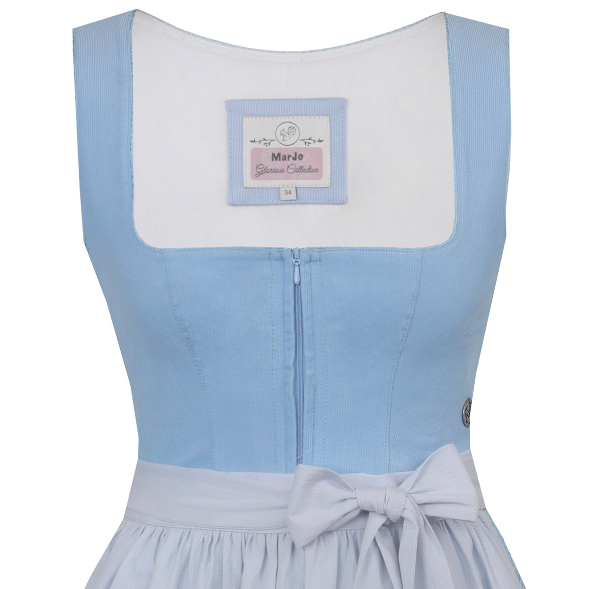 MarJo Dirndl Rimsting Babyblau Reißverschluss 70cm