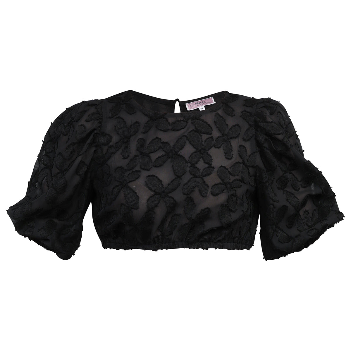 MarJo Dirndlbluse Karlstein Schwarz Dreiviertelarm Puffarm
