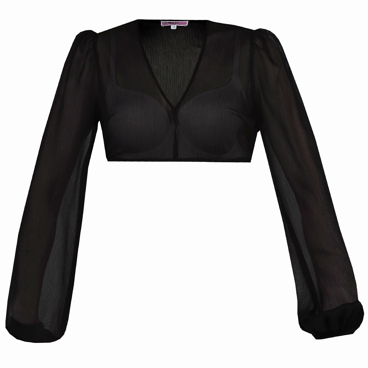 MarJo Dirndlbluse Salching Schwarz Langarm