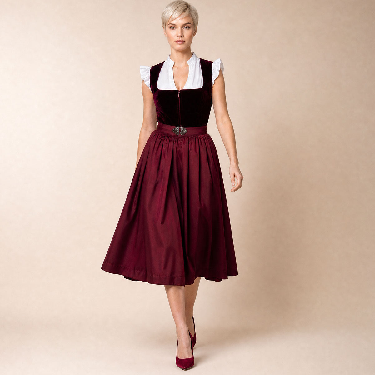 Elli & Juliette Dirndl Stella Dunkelrot Samt Mieder 70 cm
