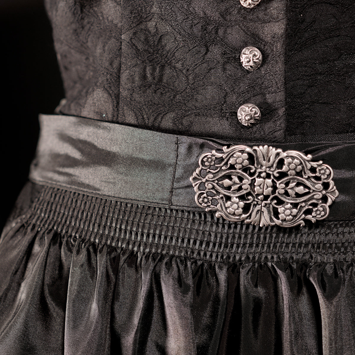 Elli & Juliette 2-in-1 Dirndl Emanuela Elara Schwarz mit abnehmbaren Flügelarm 70 cm