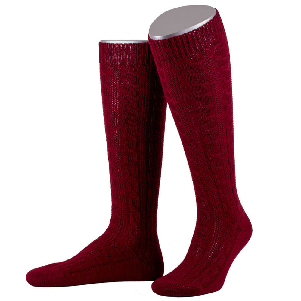 Trachten Kniestrumpf Merino Schurwolle Burgundy - Datschi Trachten